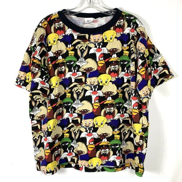 Looney Tunes Men's T-Shirt Sz XXL 1997 Single Stitch Collage of Characters Vtg - Picture 1 of 9